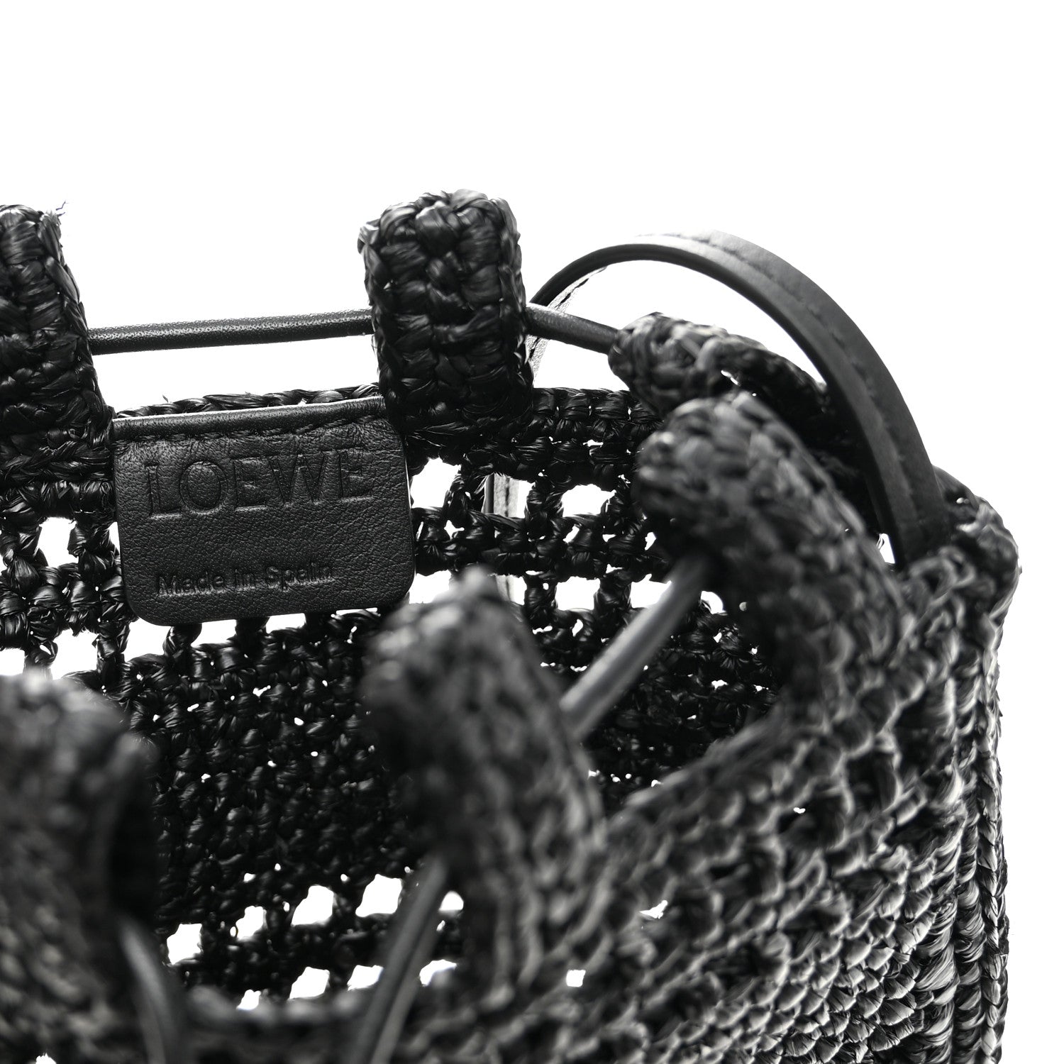 Loewe Raffia Logo Drawstring Pocket Crossbody Black 6 of 10