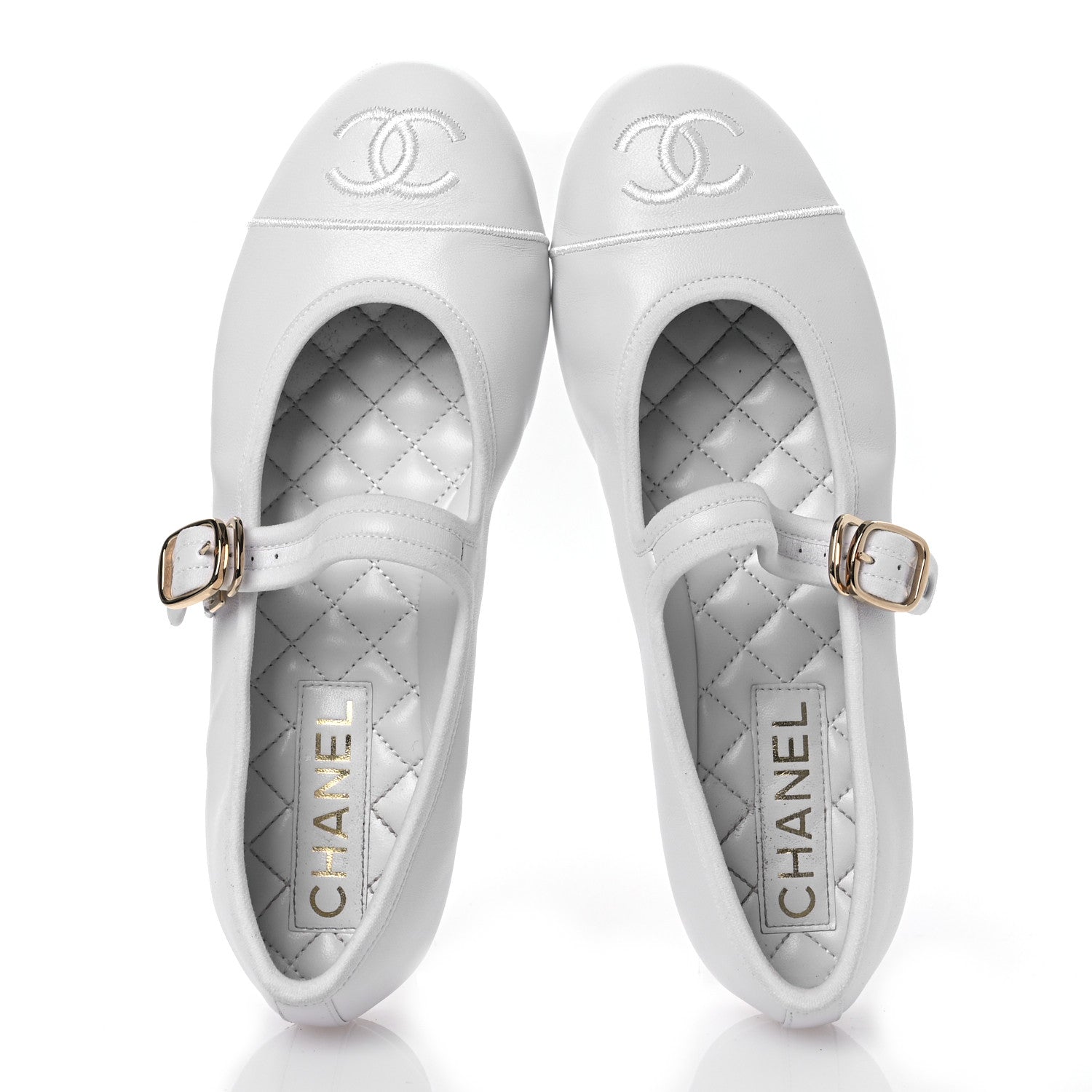 Chanel Lambskin Mary Jane Flats 37 White 2 of 13