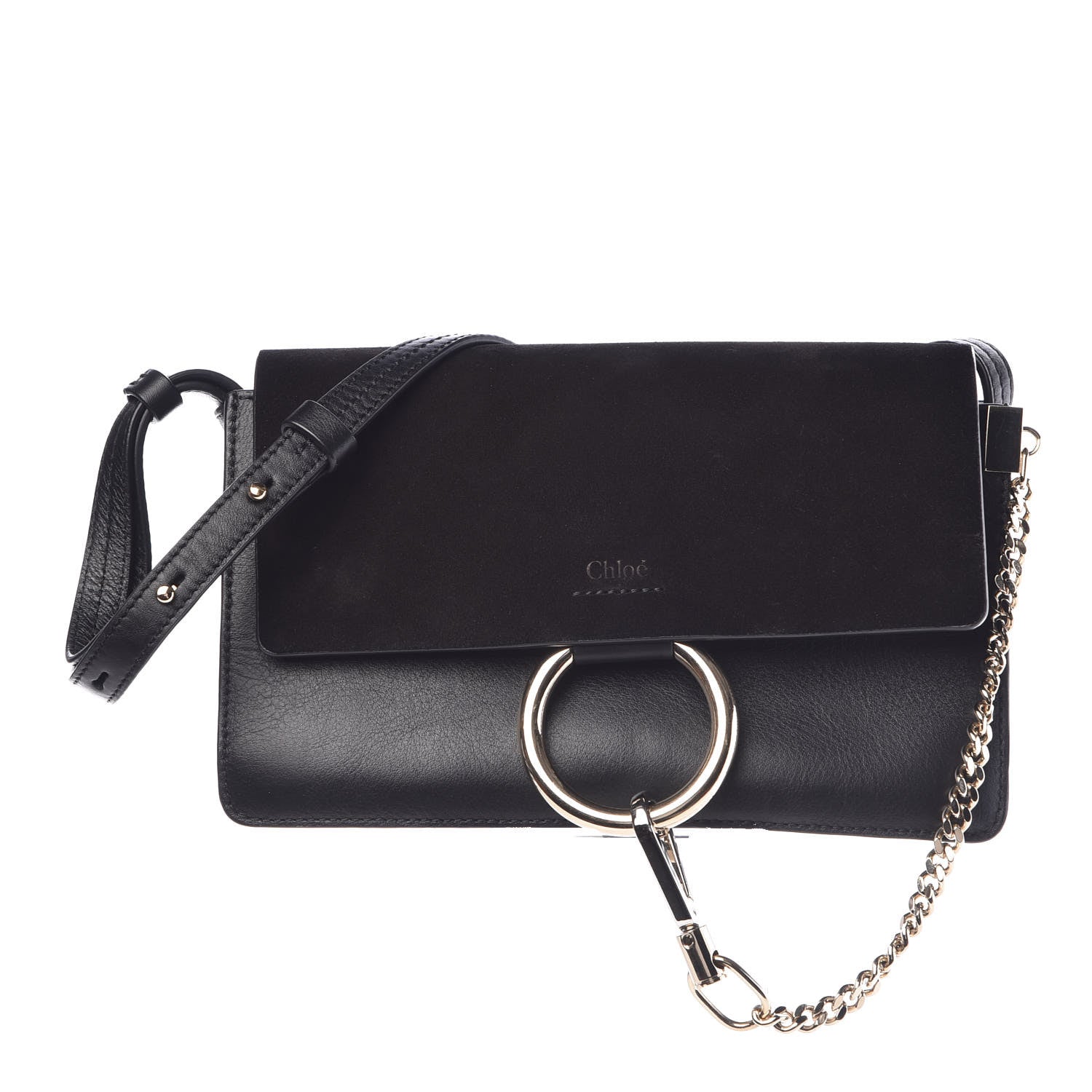 Chloe Suede Calfskin Small Faye Shoulder Bag Black 1 of 11