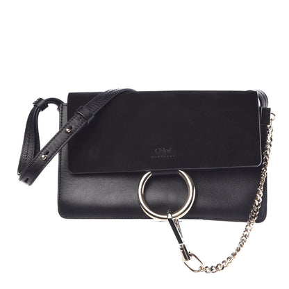Chloe Suede Calfskin Small Faye Shoulder Bag Black 1 of 11