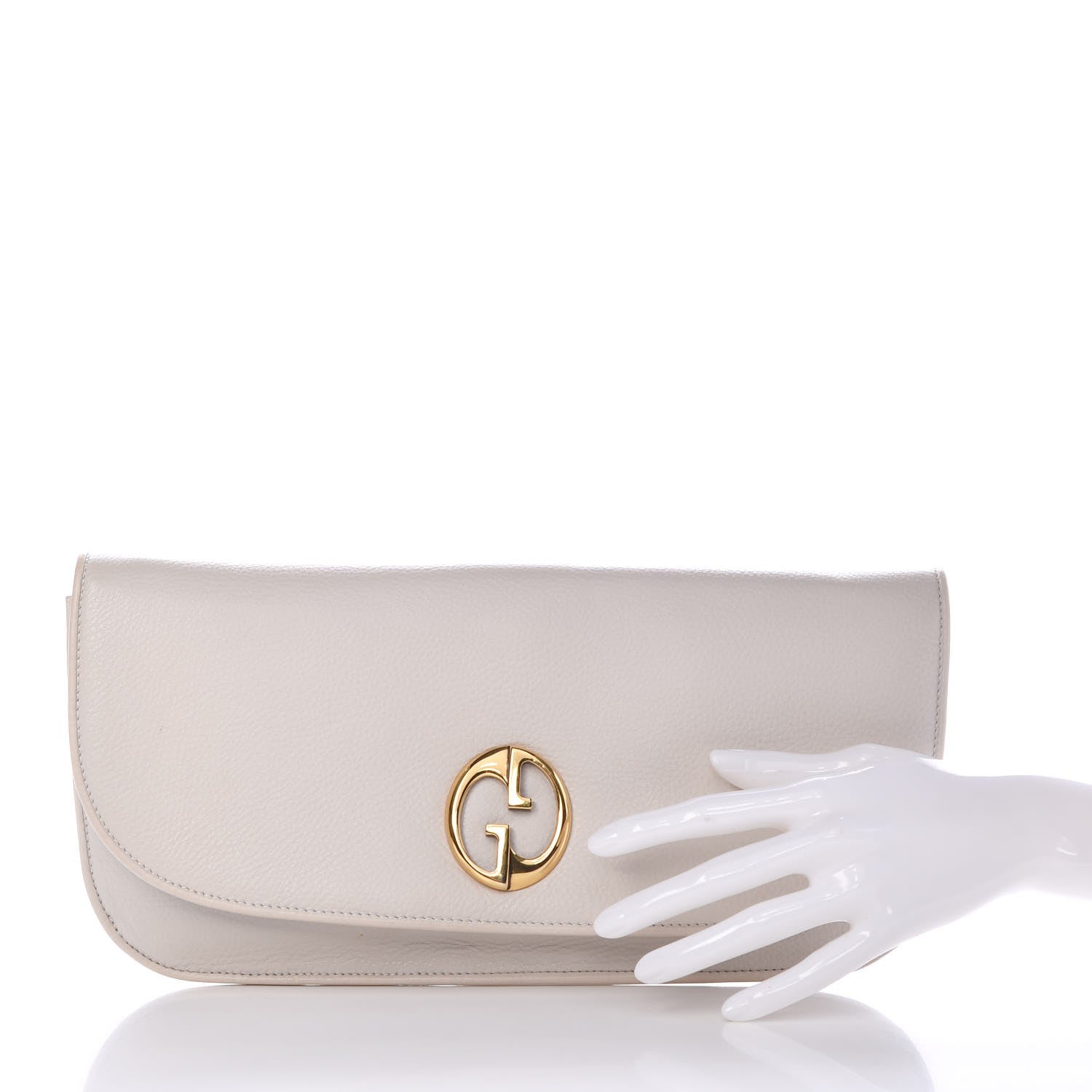 Gucci Pebbled Calfskin 1973 Clutch Off White 2 of 10