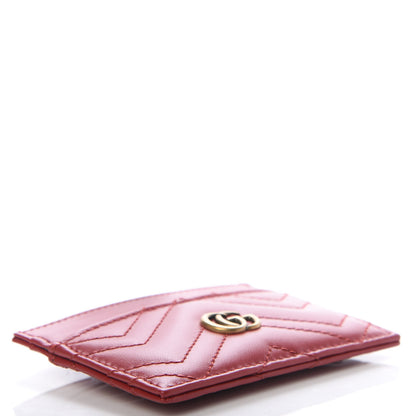Gucci Calfskin Matelasse GG Marmont Card Holder Hibiscus Red 4 of 7