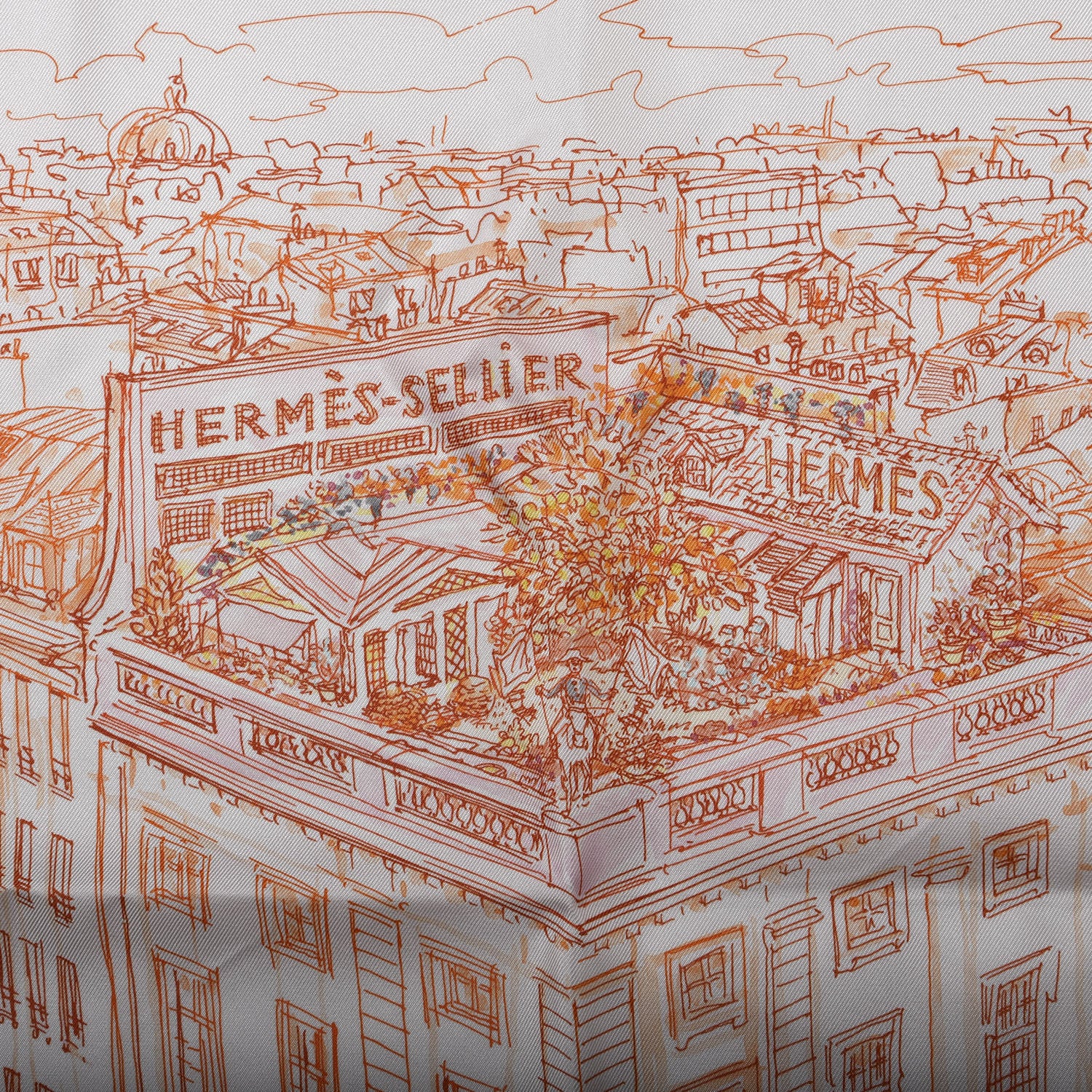 Hermes Silk Un Jardin sur le Toit Pocket Square Scarf 3 of 5