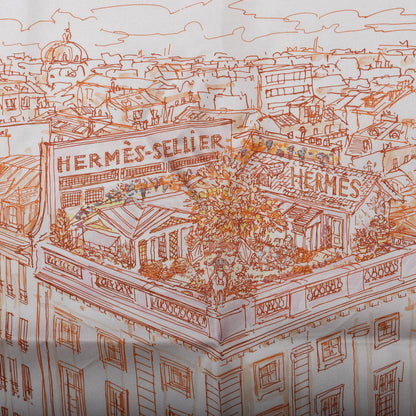 Hermes Silk Un Jardin sur le Toit Pocket Square Scarf 3 of 5