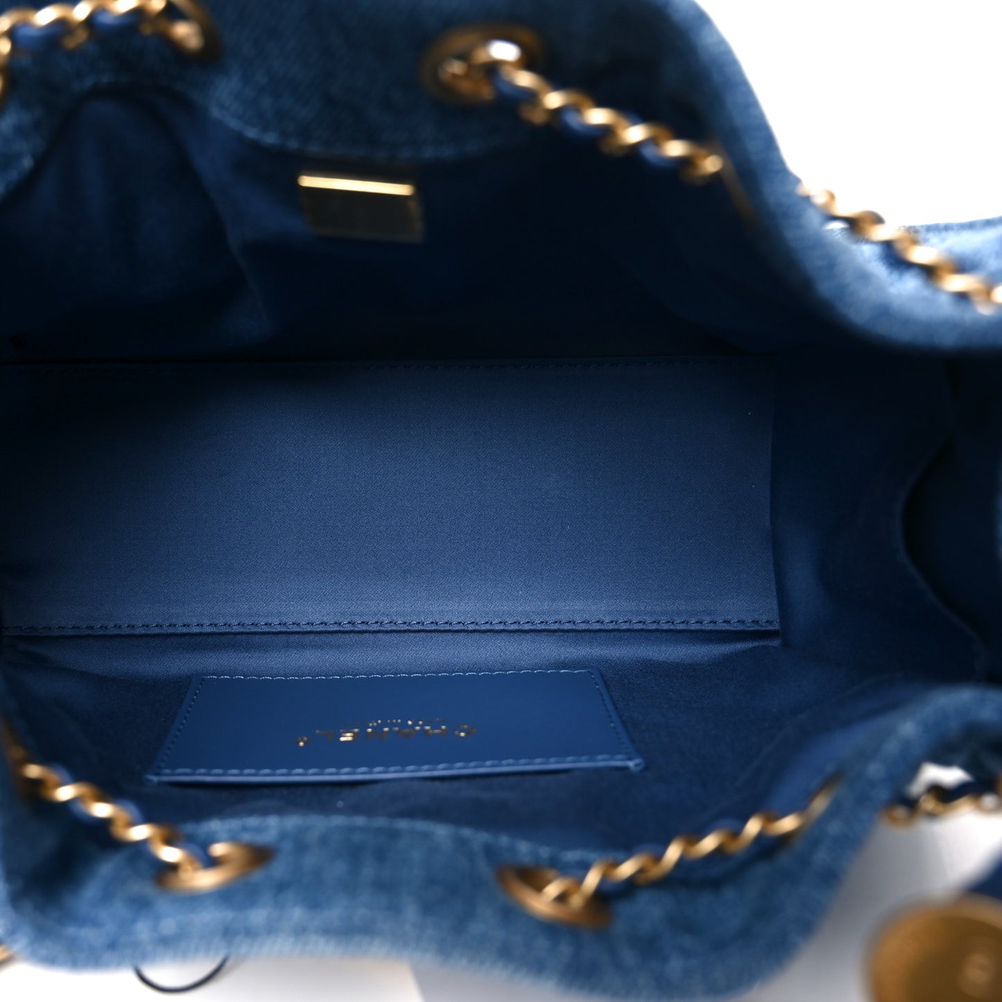 Washed Denim Quilted Mini Chanel 25 Handbag Blue