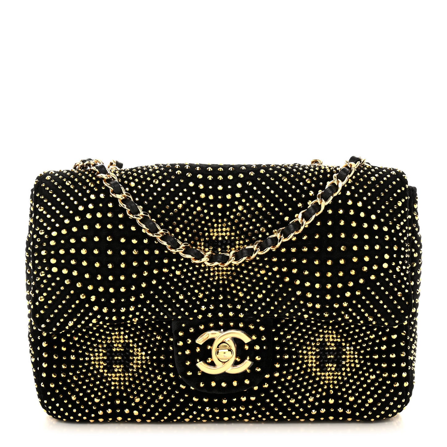 Velvet Strass Evening Flap Bag Black Gold