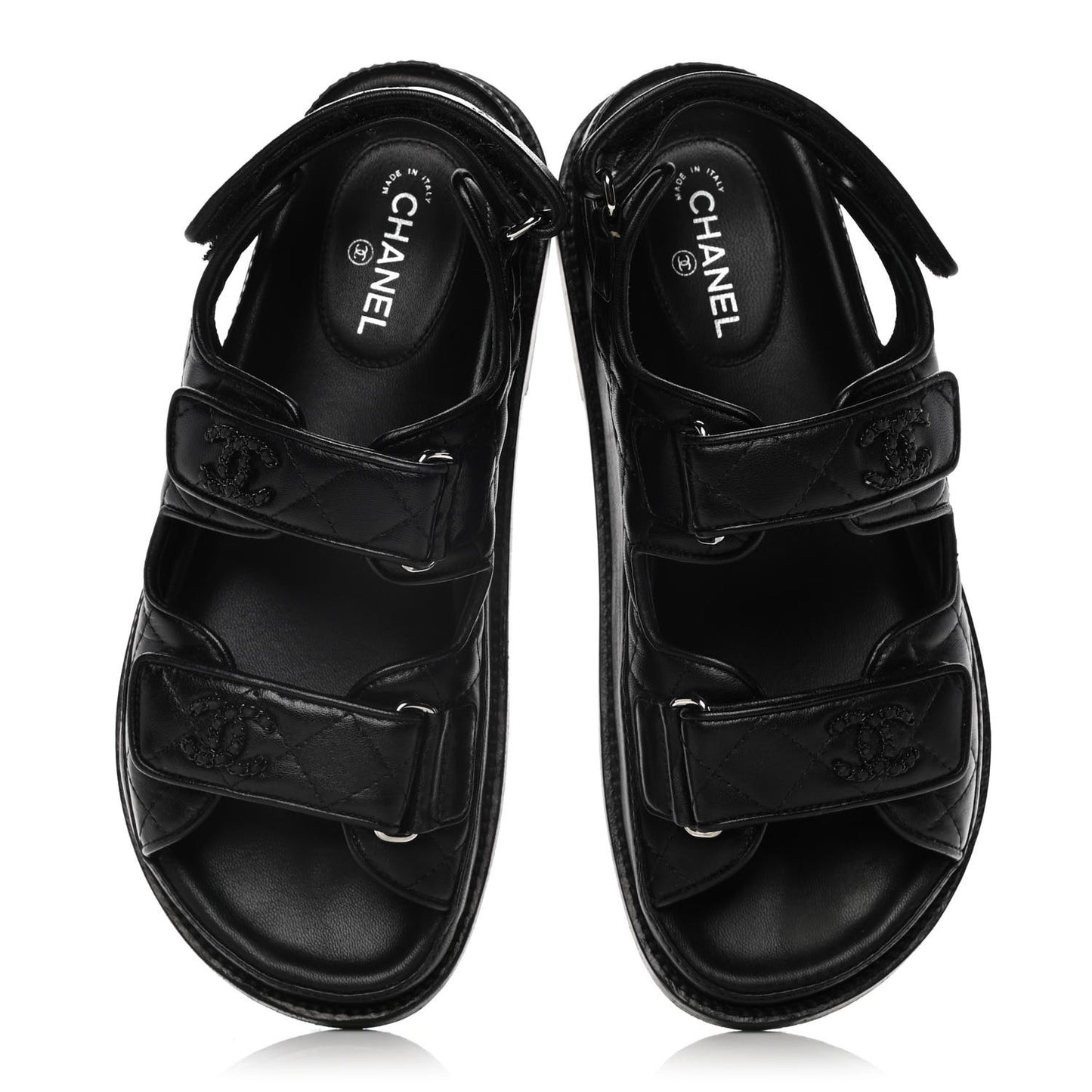 Lambskin Velcro Dad Sandals 36 Black