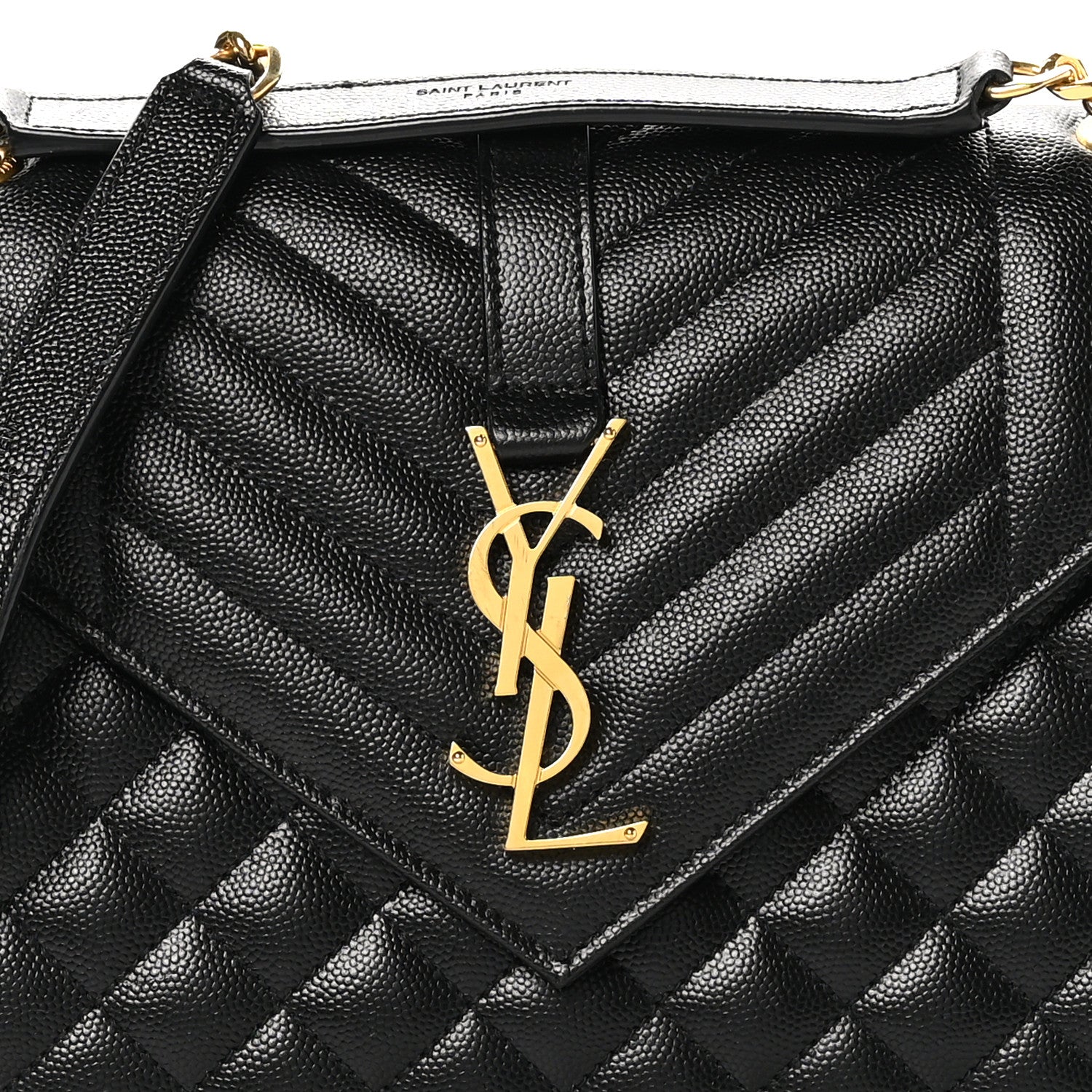 Saint Laurent Grain De Poudre Textured Mixed Matelasse Triquilt Medium Monogram Satchel Black 8 of 11
