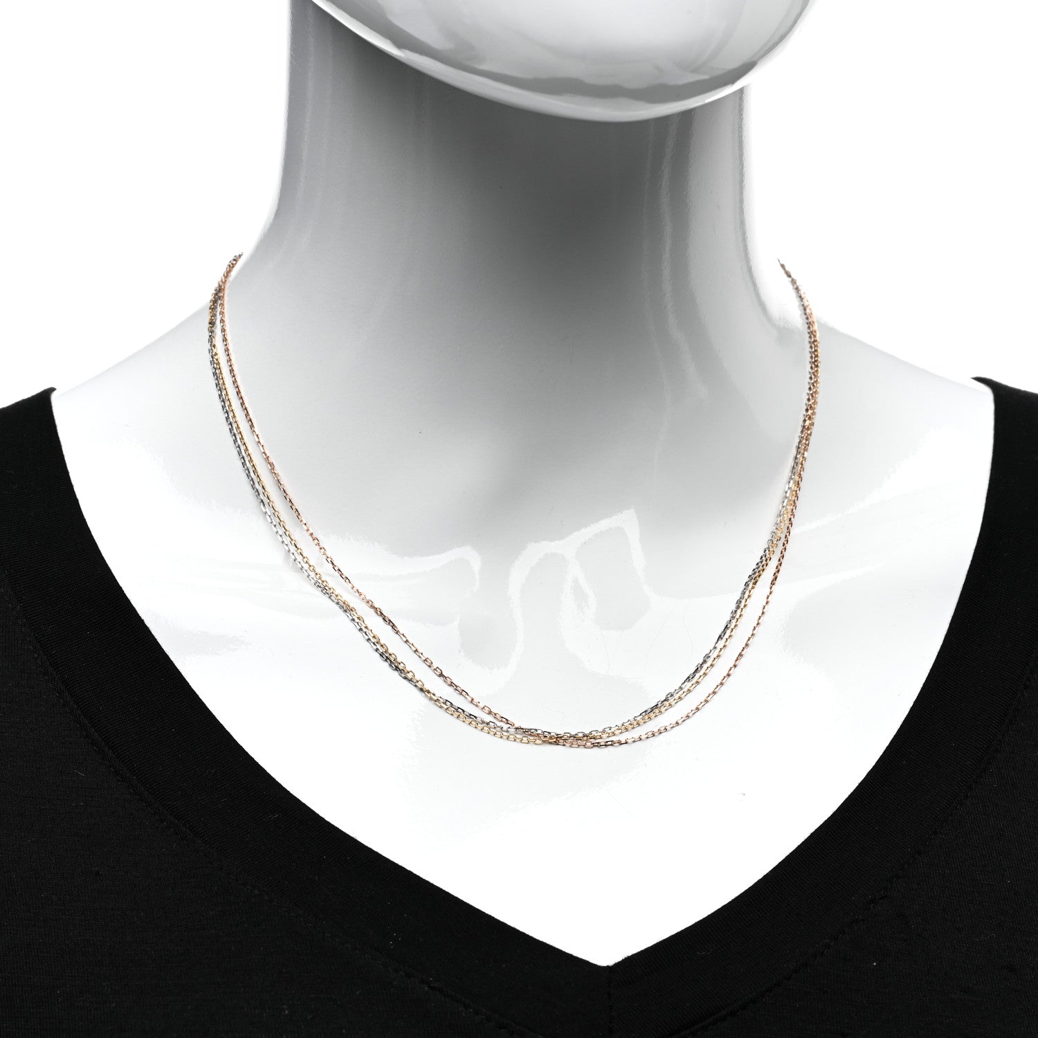 Cartier 18K Pink Yellow White Gold Three Chain Necklace 2 of 4