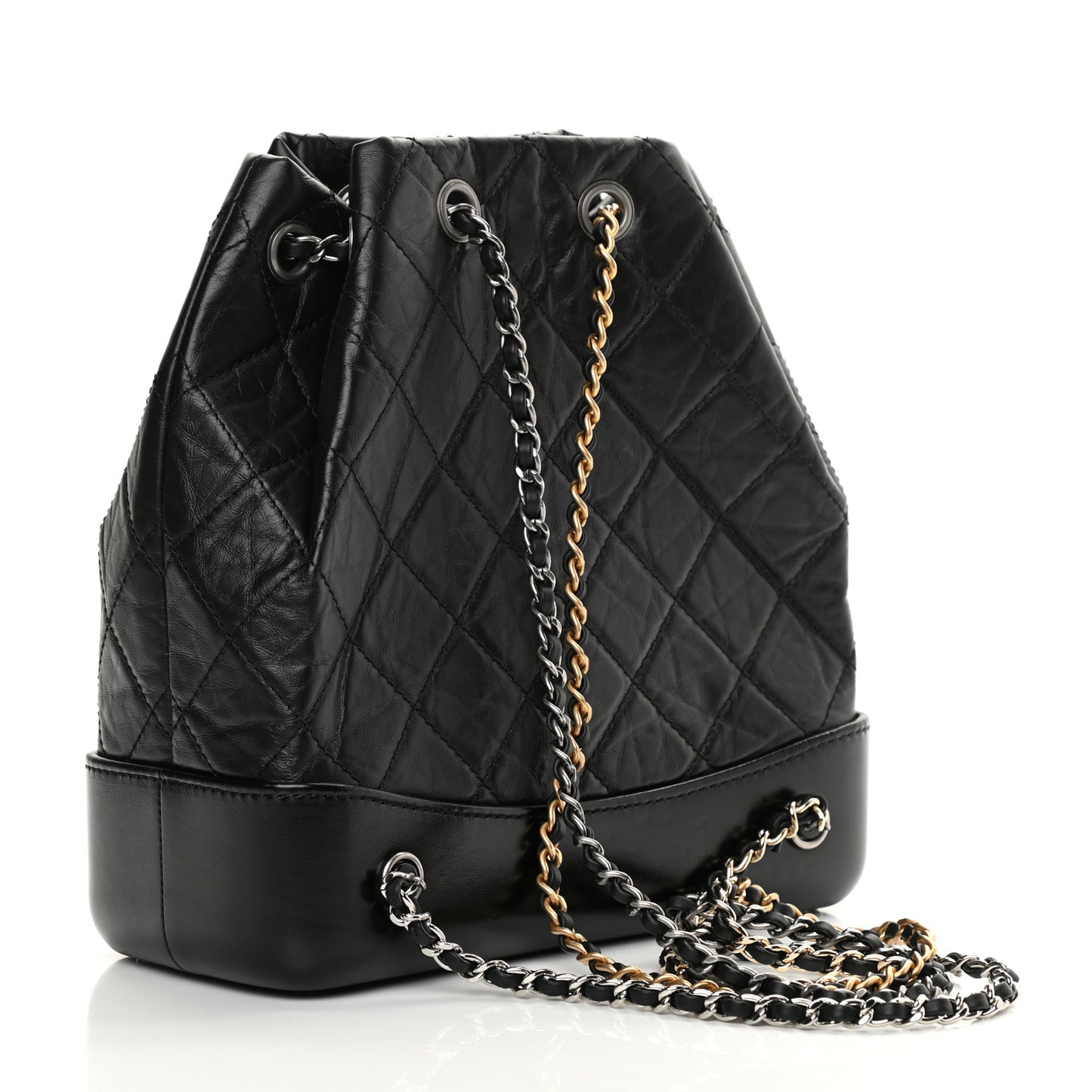 Aged Calfskin Quilted Small Gabrielle Backpack Black