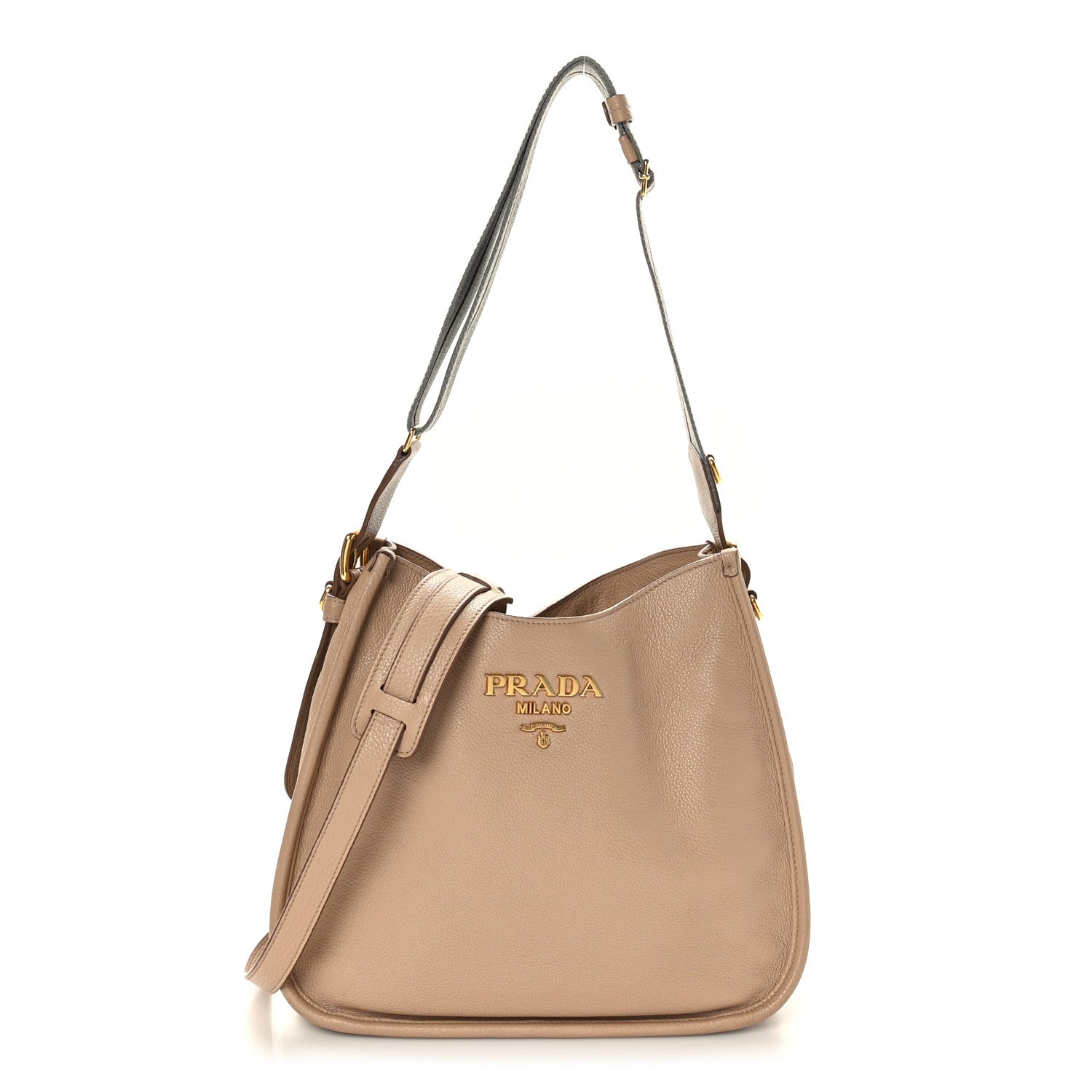 Prada Vitello Daino Soft Hobo Messenger Bag Cammeo 1 of 8