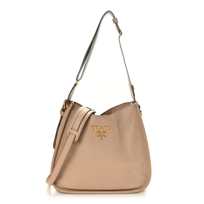 Prada Vitello Daino Soft Hobo Messenger Bag Cammeo 1 of 8