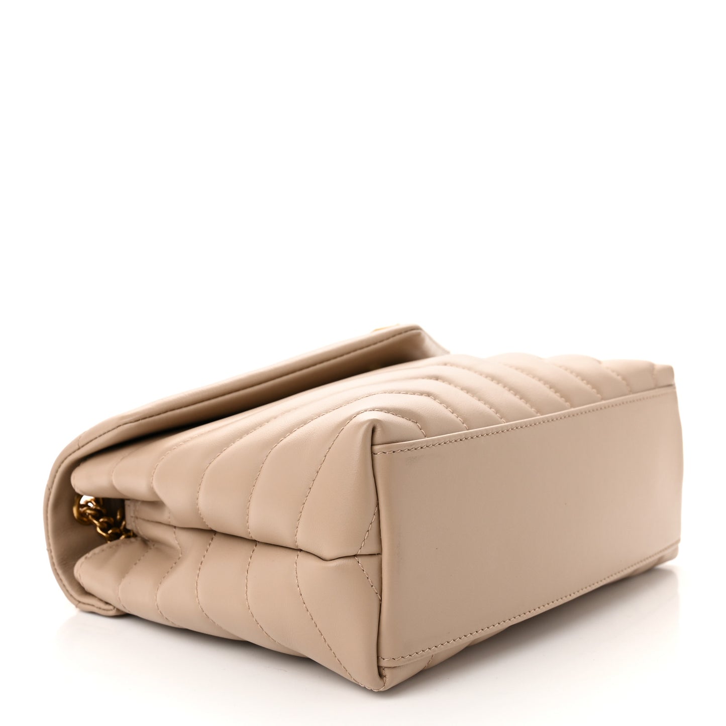 Calfskin Y Quilted Monogram Small Loulou Chain Satchel Dark Beige