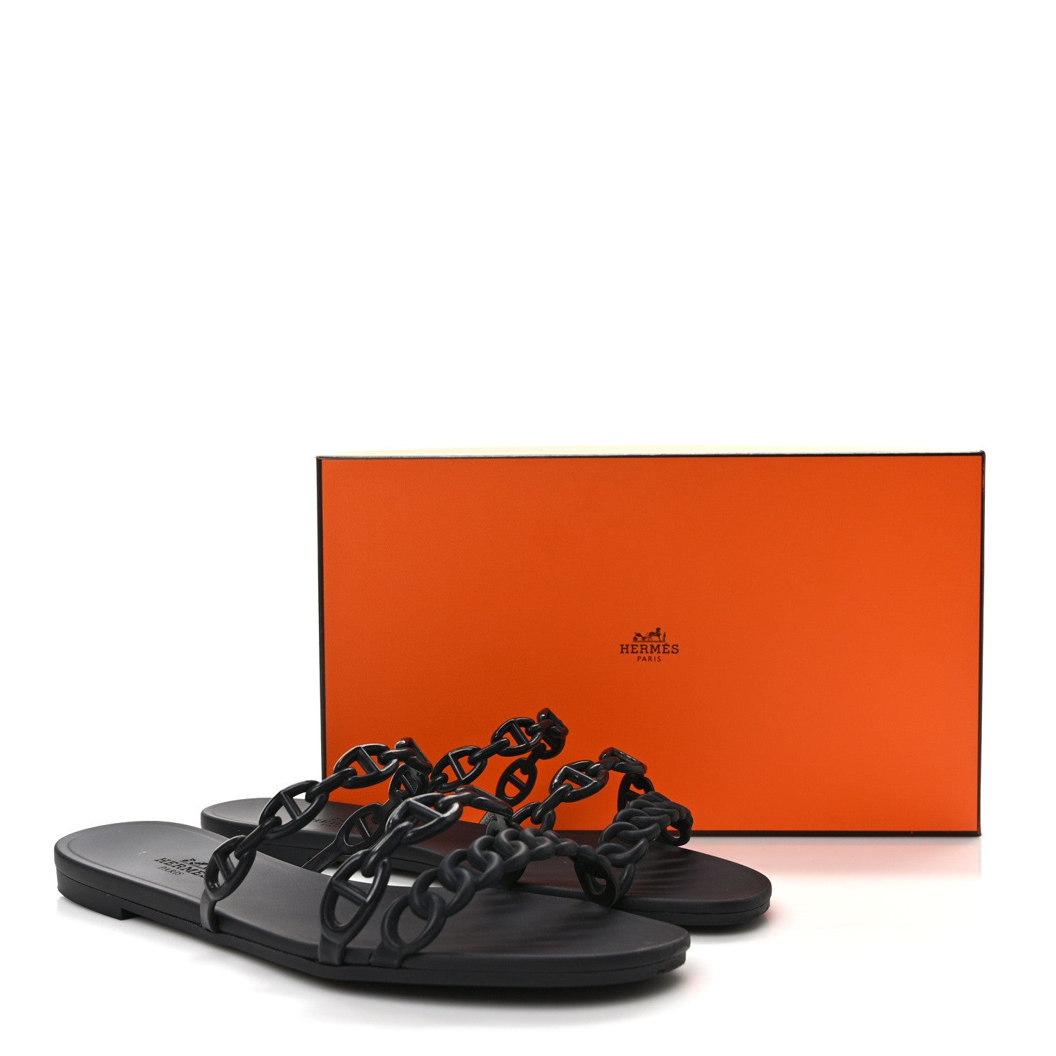 Hermes Rubber Chaine d'Ancre Rivage Sandals 37 Black 8 of 8