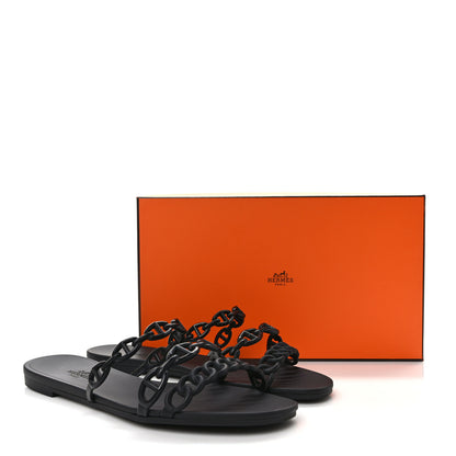 Hermes Rubber Chaine d'Ancre Rivage Sandals 37 Black 8 of 8