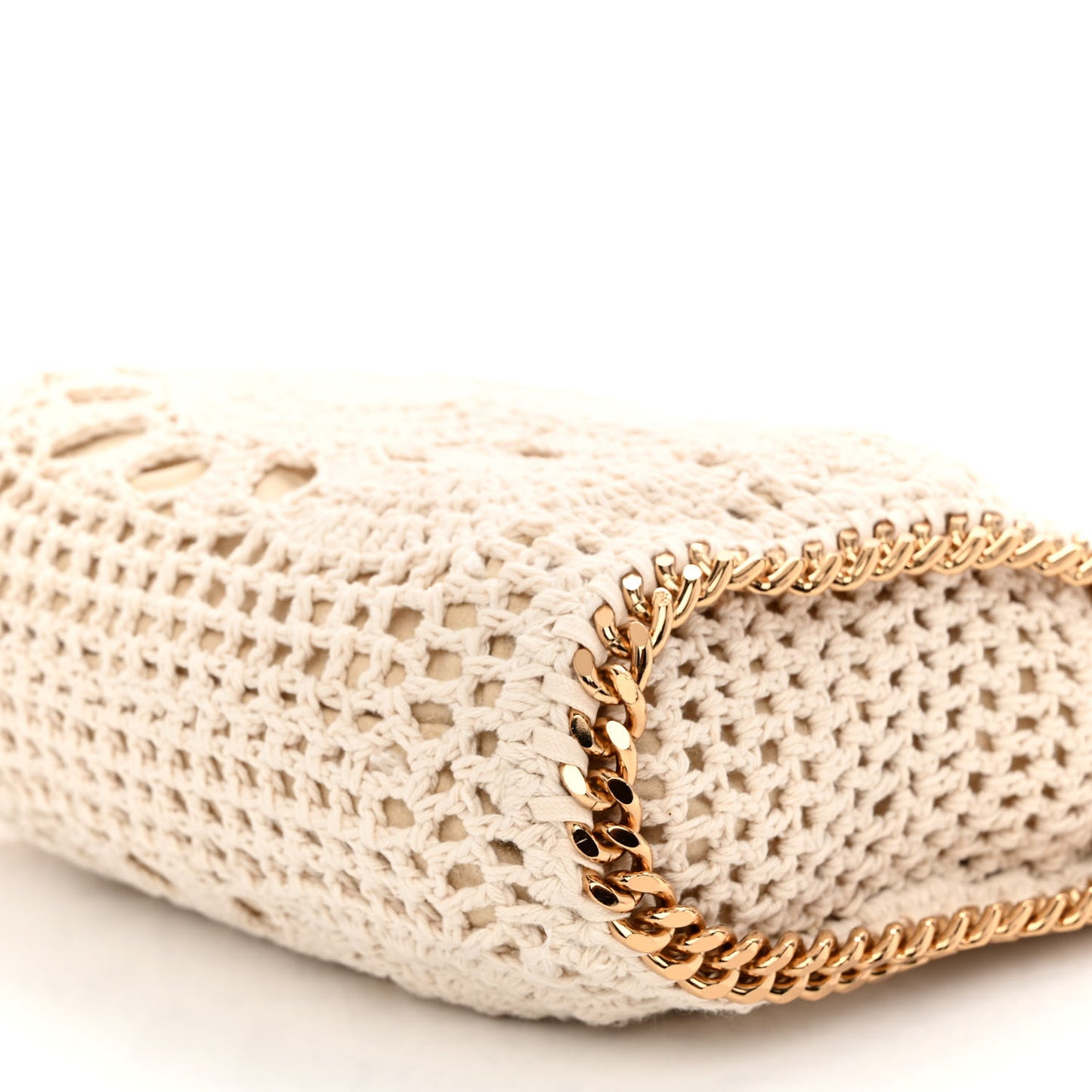 Cotton Crochet Falabella Ajouree Tote Bag White