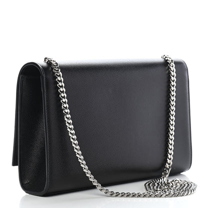 Saint Laurent Grain De Poudre Medium Classic Monogram Kate Satchel Black 3 of 9