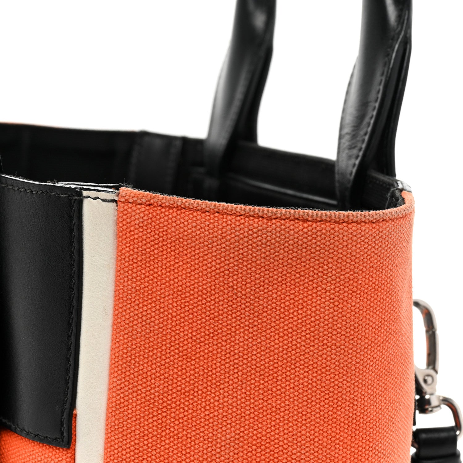 Prada Canapa Grace Lux Small Ouverture Top Handle Bag Papaya Black 18 of 18