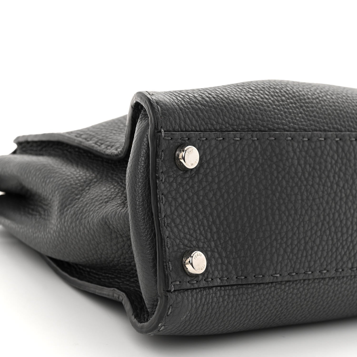 Fendi Cuoio Romano Selleria Bi-Color Medium Peekaboo Iconic Satchel Asfalto Latte 9 of 10