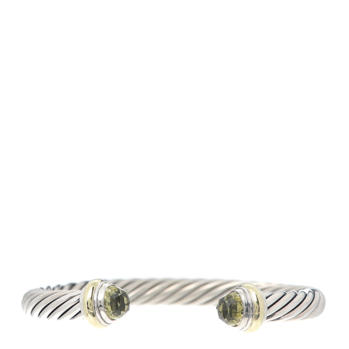 Sterling Silver 14K Yellow Gold Prasiolite 7mm Cable Classics Bracelet