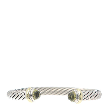 David Yurman Sterling Silver 14K Yellow Gold Prasiolite 7mm Cable Classics Bracelet 1 of 4