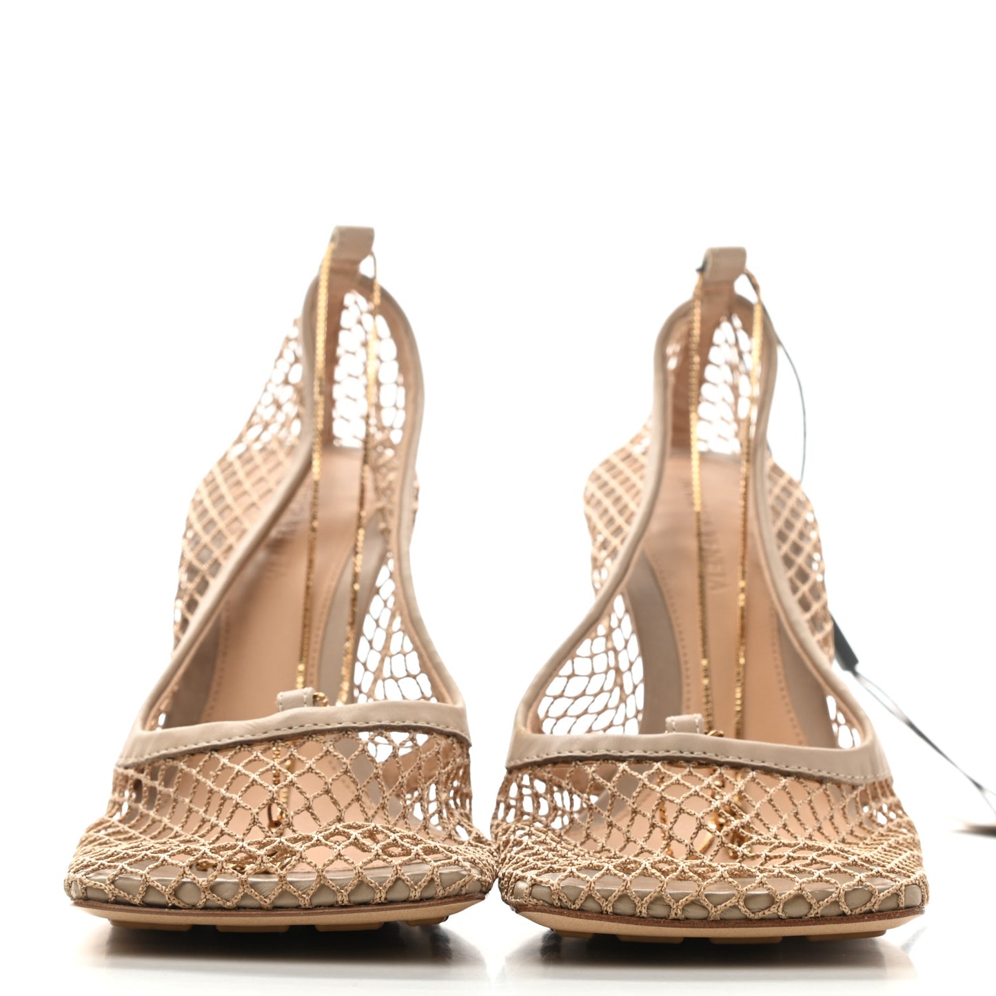 Mesh Calfskin Chain Stretch Pumps 40.5 Beige