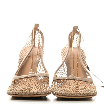 Bottega Veneta Mesh Calfskin Chain Stretch Pumps 40.5 Beige 2 of 9