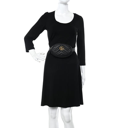Gucci Calfskin Matelasse GG Marmont Belt Bag 85 34 Black 2 of 20