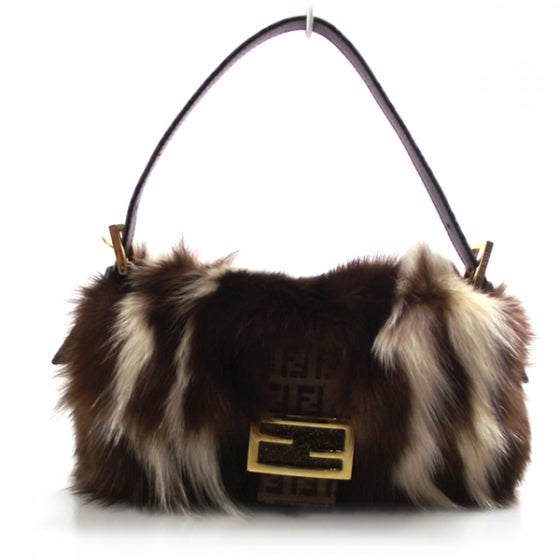 Fendi Vinyl Zucchino Skunk Fur Baguette Tobacco Multicolor 1 of 14