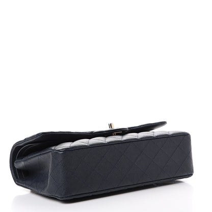 Chanel Caviar Quilted Medium Double Flap Dark Blue 3 of 10
