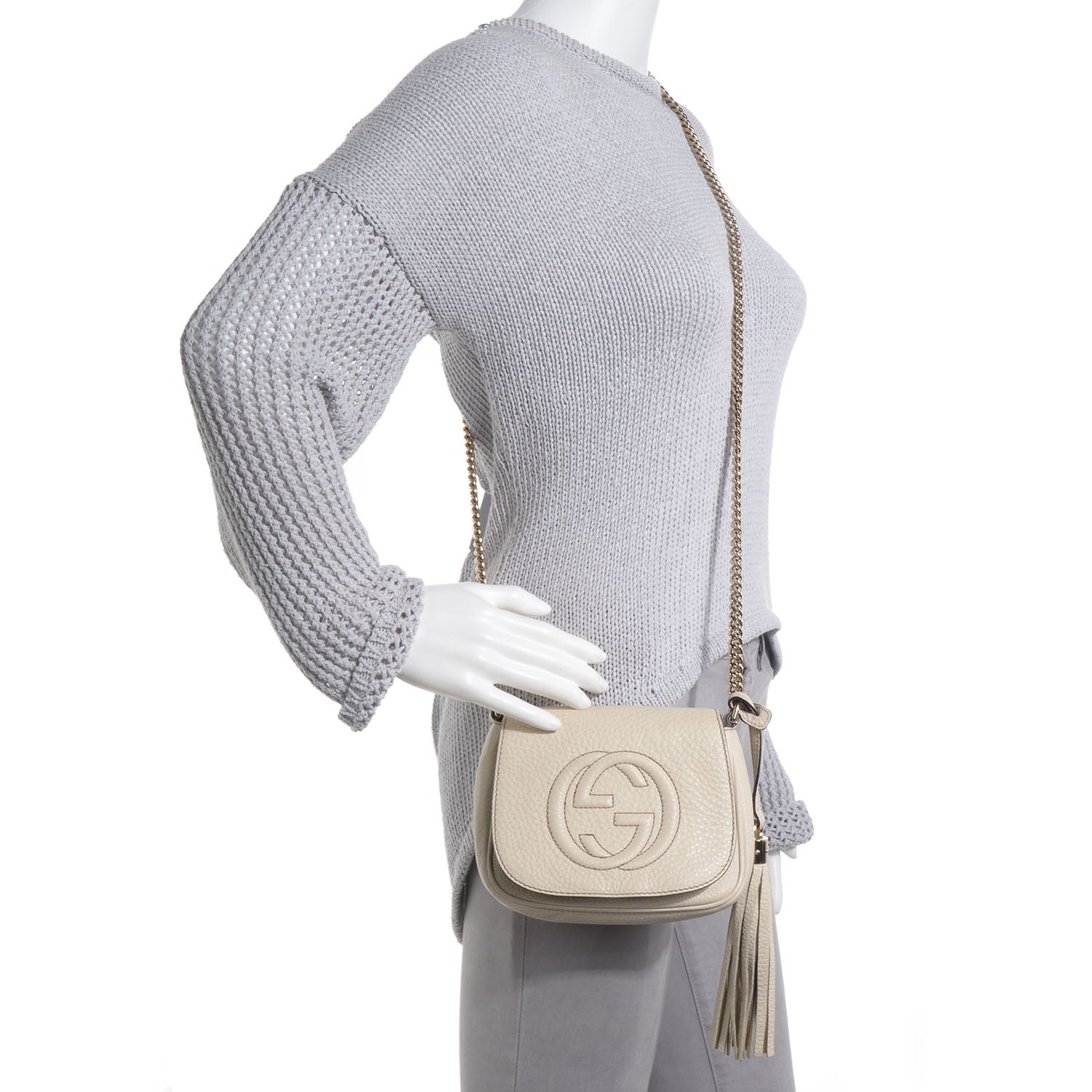 Gucci Pebbled Calfskin Small Soho Flap Crossbody Off White 2 of 7