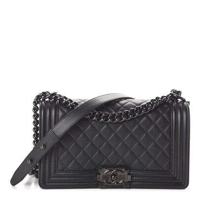 Chanel Calfskin Quilted Medium Boy Flap So Black 1 of 10