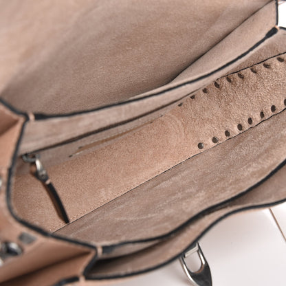 Valentino Garavani Pebbled Calfskin Medium Rockstud Rolling Flap Saddle Bag Soft Noisette 6 of 8