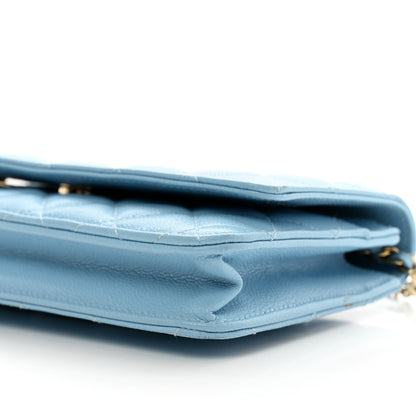 Chanel Caviar Quilted Wallet on Chain WOC Blue 11 of 15