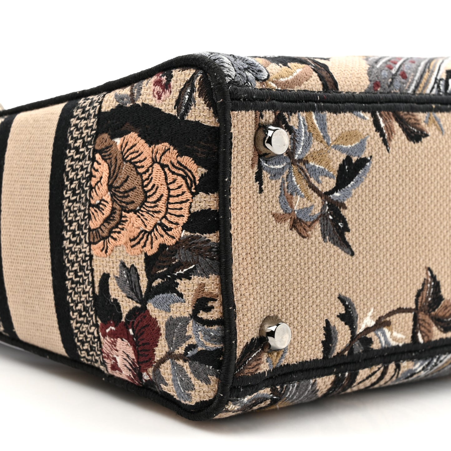 Canvas Embroidered Jardin D'Hiver Medium Lady D-Lite Beige Multicolor