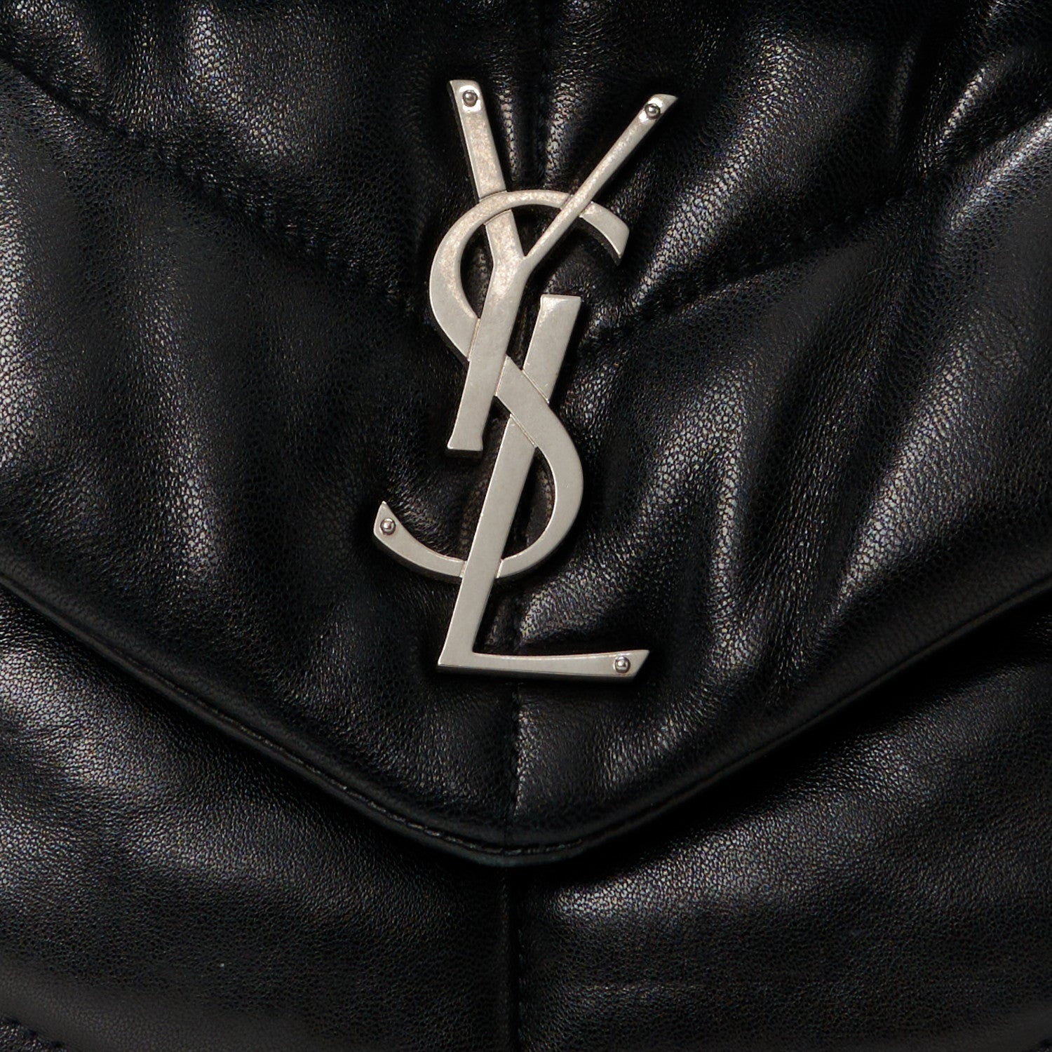Saint Laurent Lambskin Quilted Small Loulou Puffer Monogram Chain Satchel Black 8 of 11