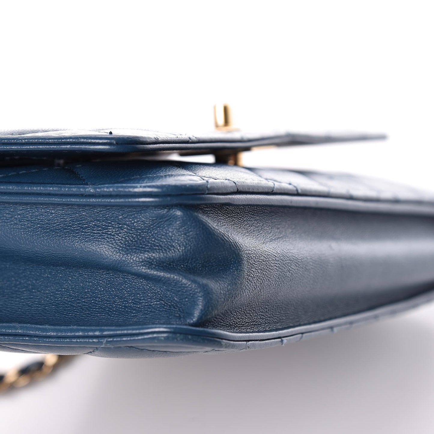 Lambskin Quilted Trendy CC Wallet On Chain WOC Blue