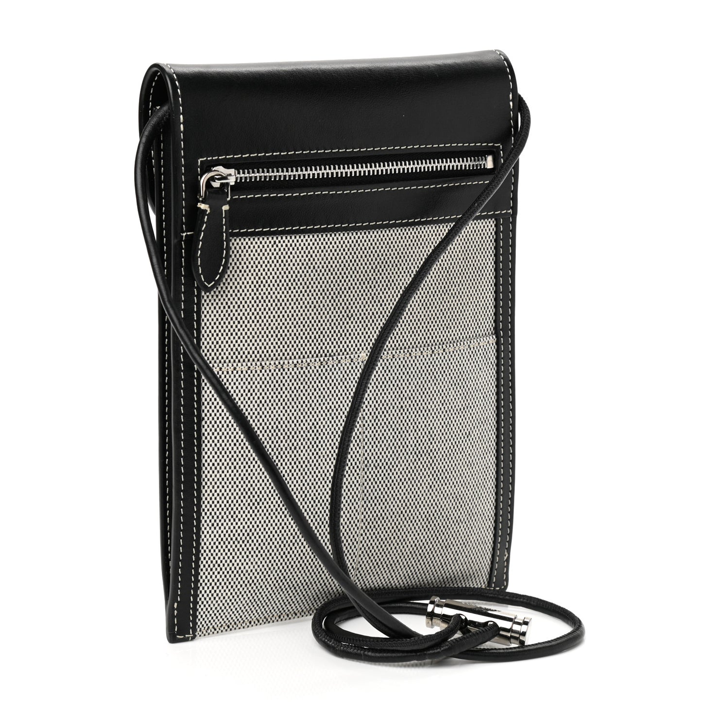 Cotton Canvas Calfskin Two Tone Phone Case Black