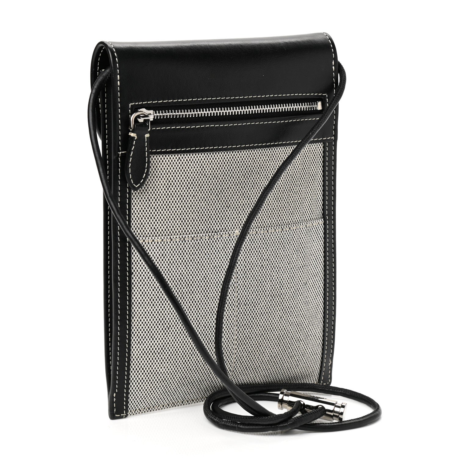 Burberry Cotton Canvas Calfskin Two Tone Phone Case Black 3 of 9