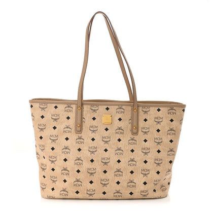 MCM Visetos Medium Top Zip Shopper Tote Beige 1 of 15