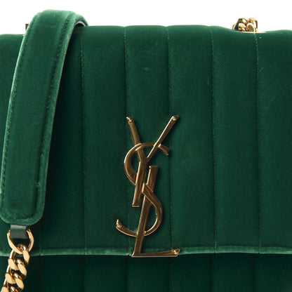 Saint Laurent Velvet Matelasse Small Vicky Chain Bag Deep Malachite 10 of 10
