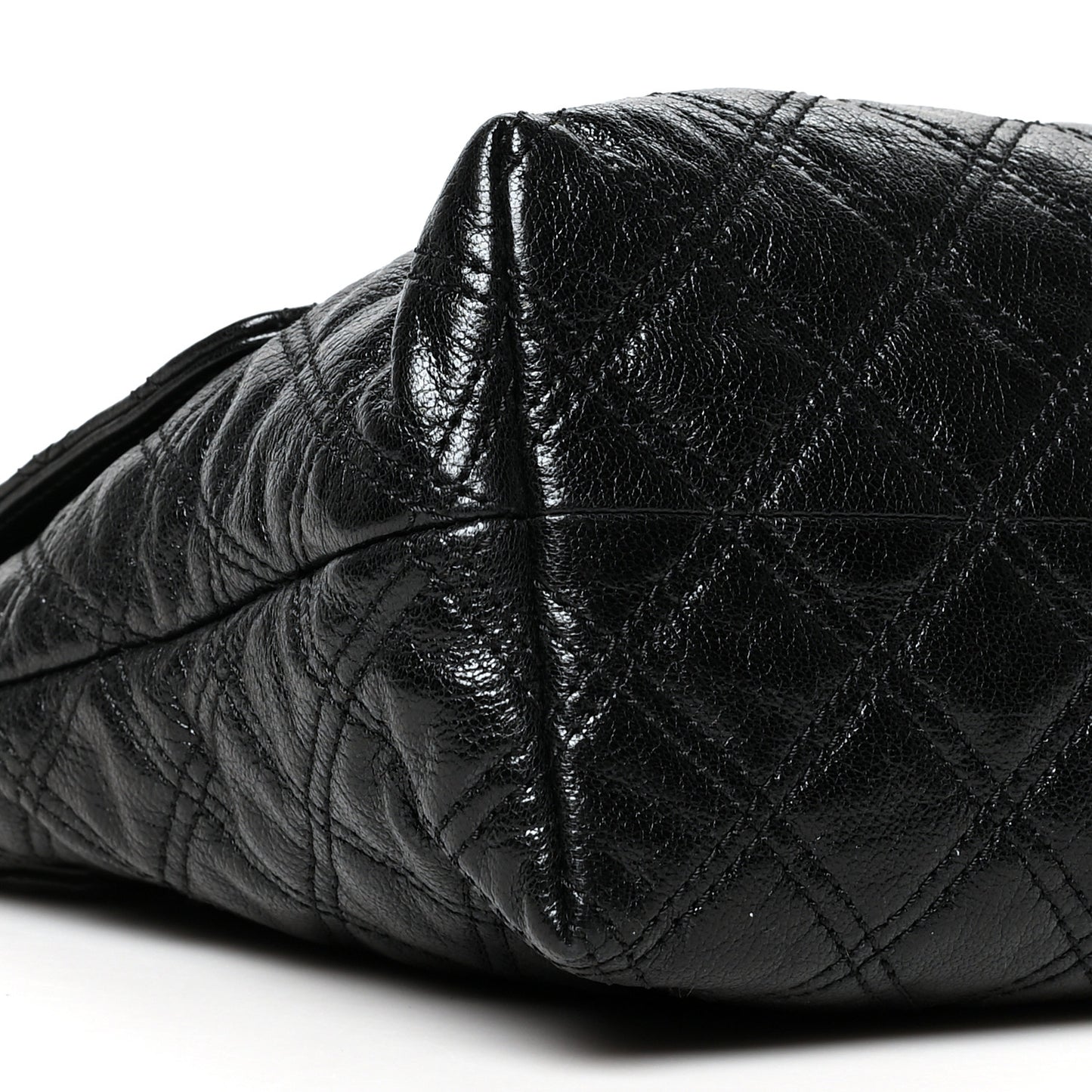 Lacquered Lambskin The XL Single Flap Black