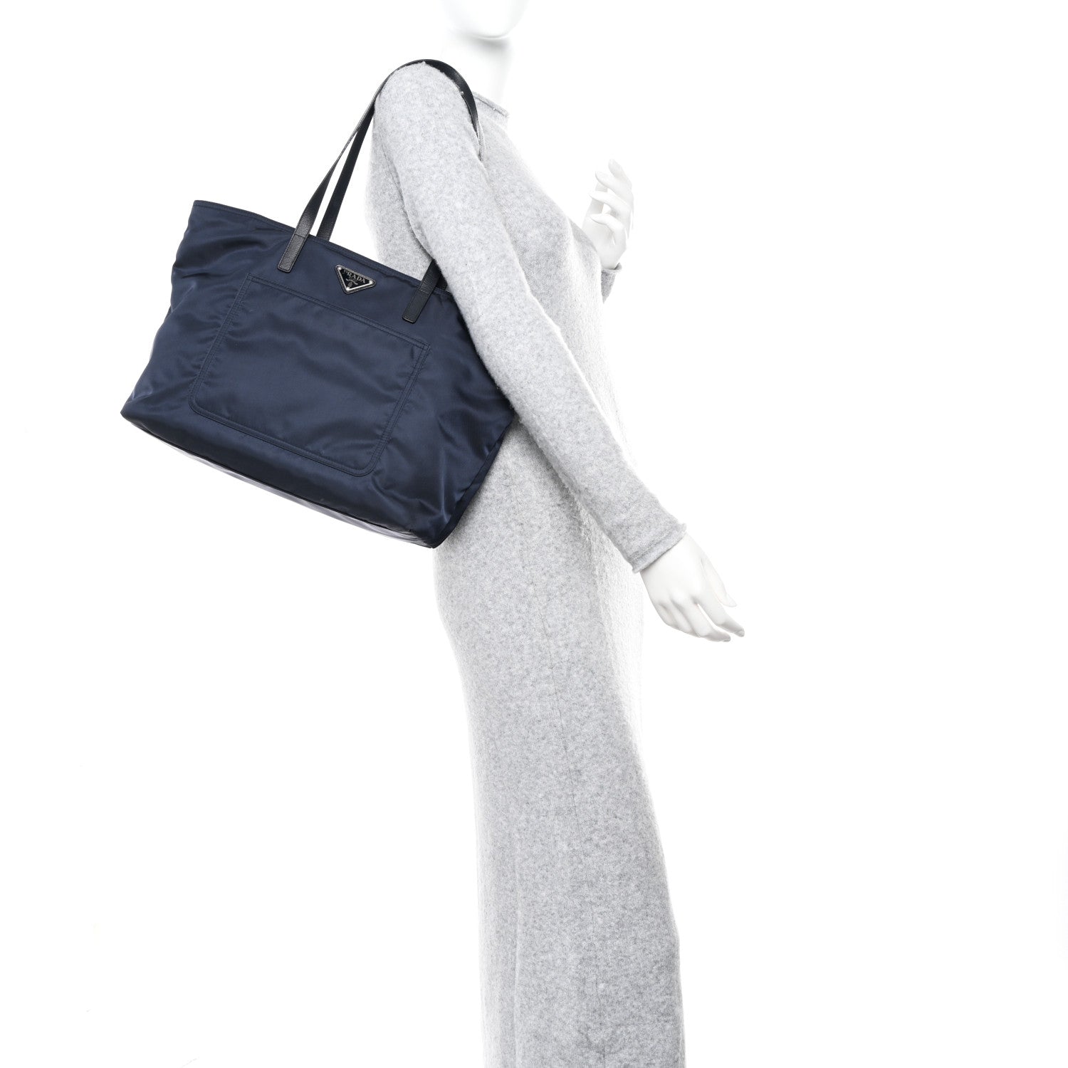 Prada Tessuto Nylon Saffiano Tote Navy 2 of 12