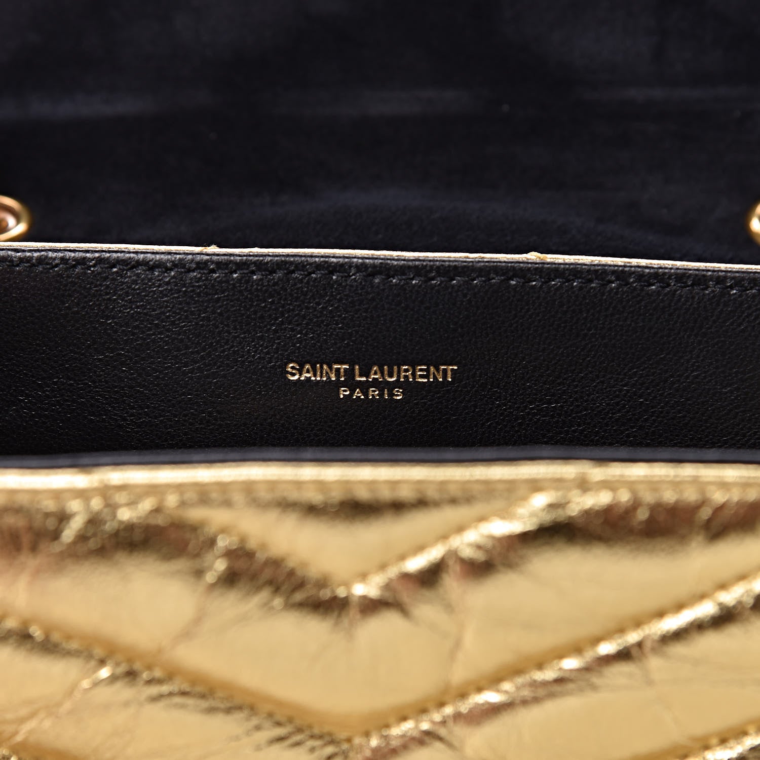 Saint Laurent Metallic Calfskin Y Quilted Small Loulou Monogram Chain Satchel Gold 6 of 16