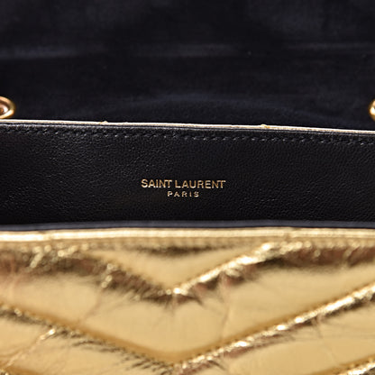 Saint Laurent Metallic Calfskin Y Quilted Small Loulou Monogram Chain Satchel Gold 6 of 16