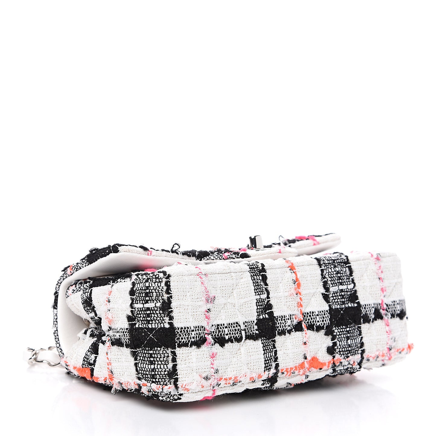 Tweed Quilted Mini Rectangular Flap Black White Pink