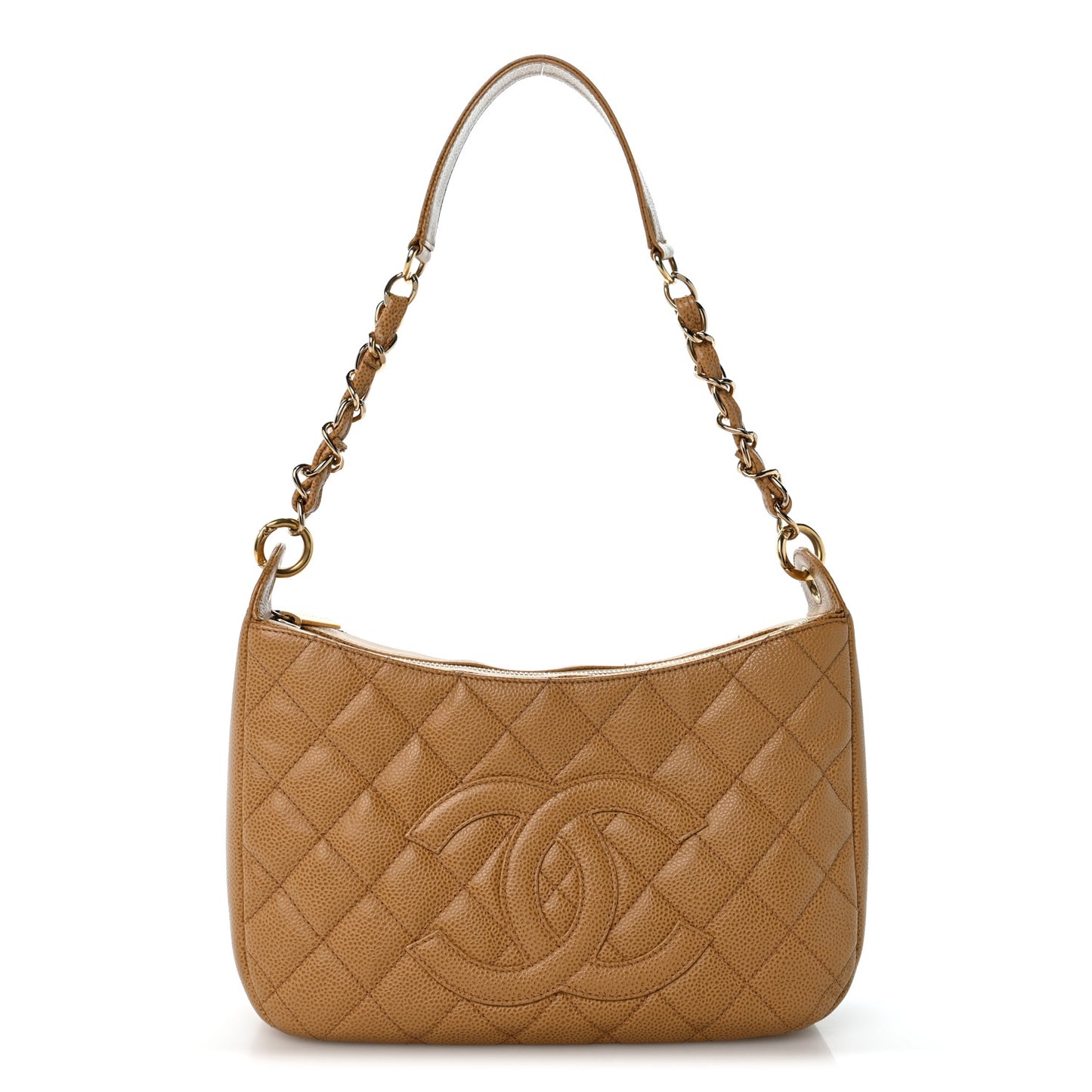 Caviar Quilted Timeless CC Shoulder Bag Beige