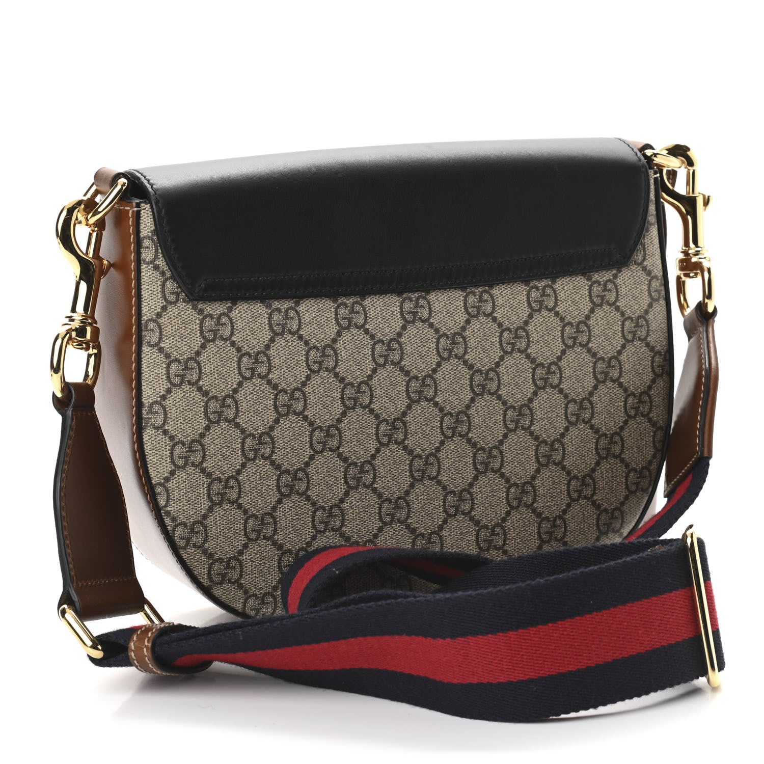Gucci GG Supreme Monogram Web Medium Padlock Messenger Shoulder Bag Black 2 of 13