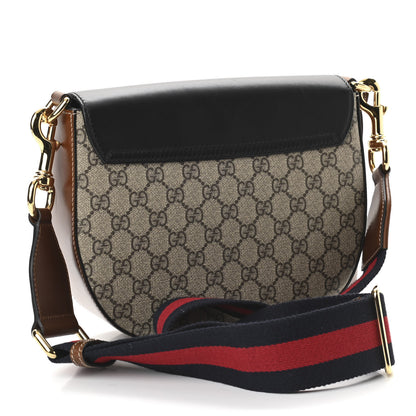 Gucci GG Supreme Monogram Web Medium Padlock Messenger Shoulder Bag Black 2 of 13