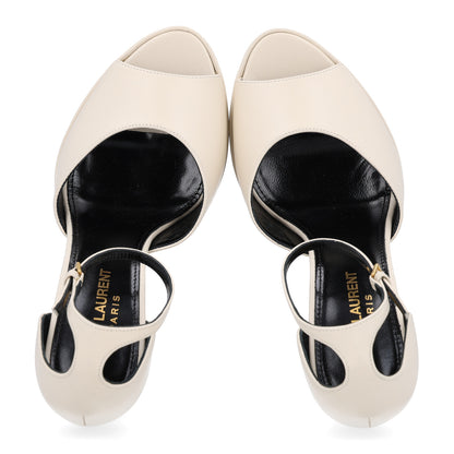 Saint Laurent New Belfagor Jodie 95 Platform Sandal 36.5 Pearl 2 of 11